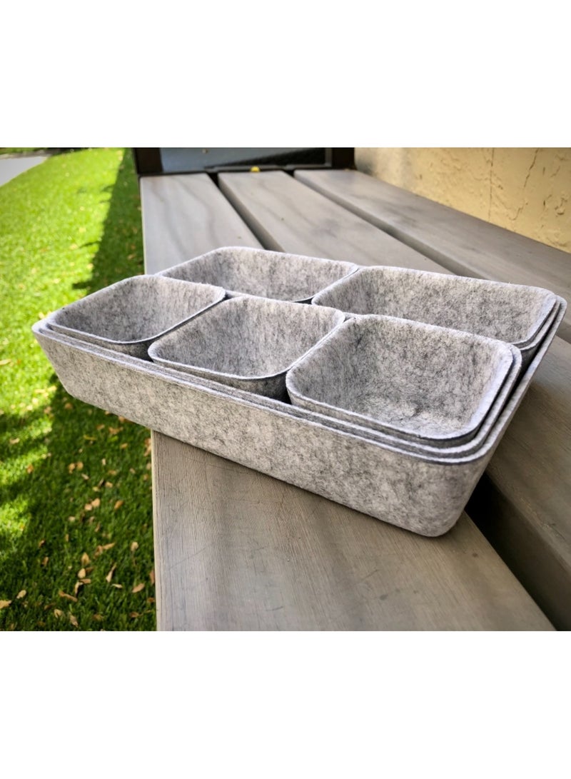 Felt Drawer Organizer Tray, 8 Pack Shallow Desk Drawer Organizer with 4 Sizes , Save Desk Space Dividers Box for Office Gadgets and Jewelry Storage (Gray)  - Image 4