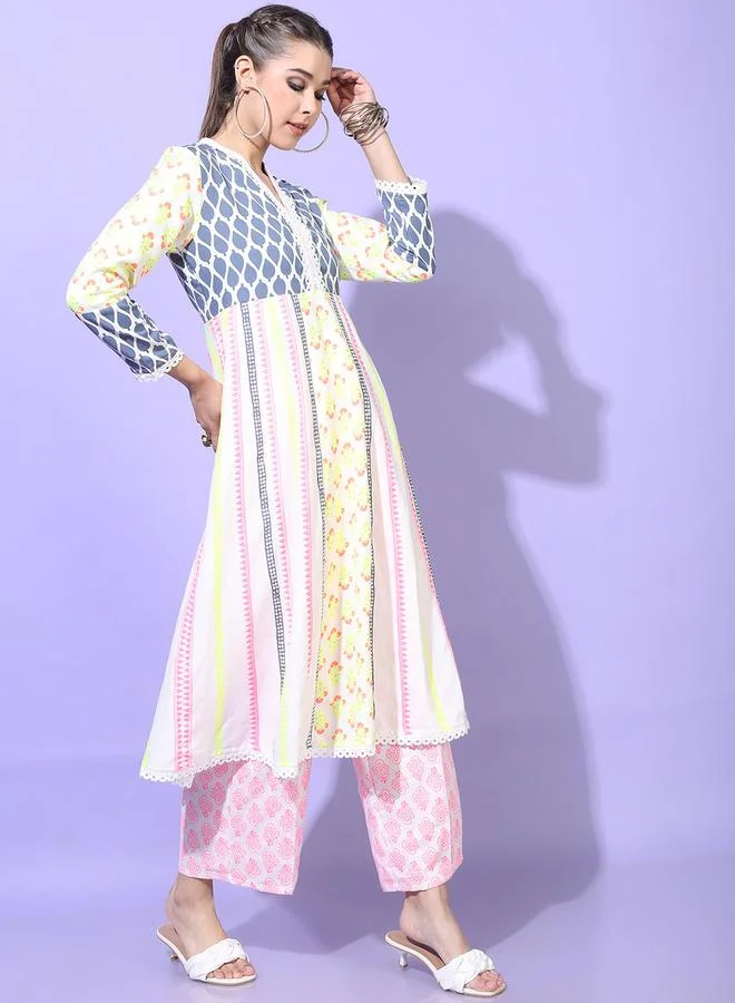 Vishudh Pack of 3 - Viscose Rayon Printed Kurta, Trousers & Dupatta by Styli