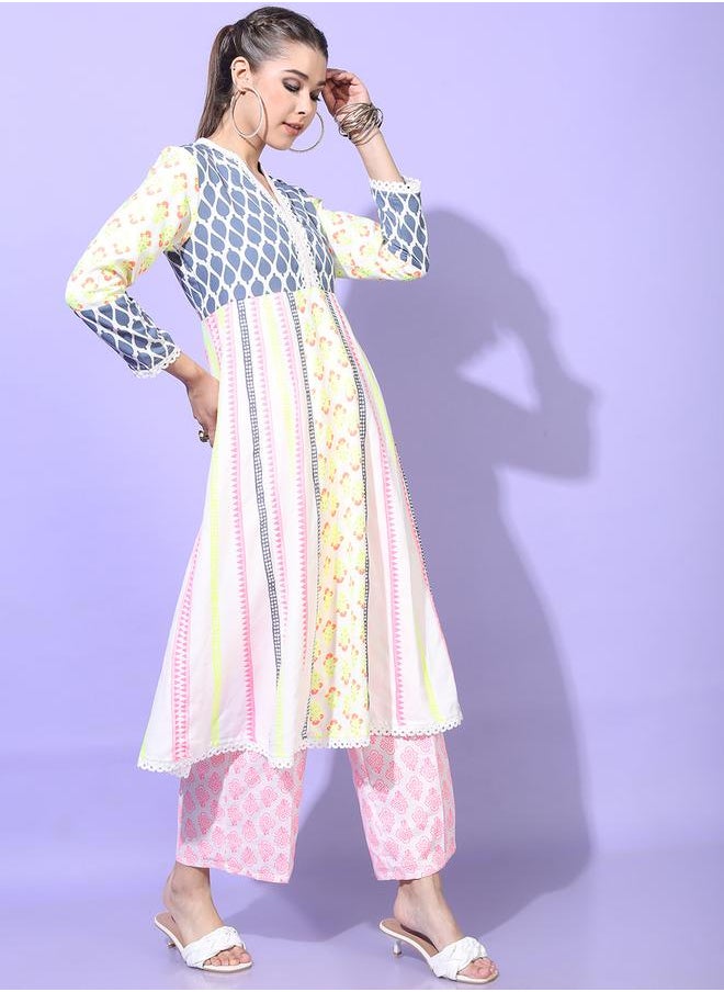 Vishudh Pack of 3 - Viscose Rayon Printed Kurta, Trousers & Dupatta by Styli  - Image 5