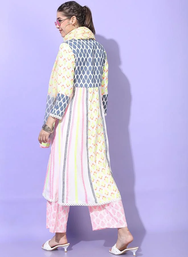 Vishudh Pack of 3 - Viscose Rayon Printed Kurta, Trousers & Dupatta by Styli