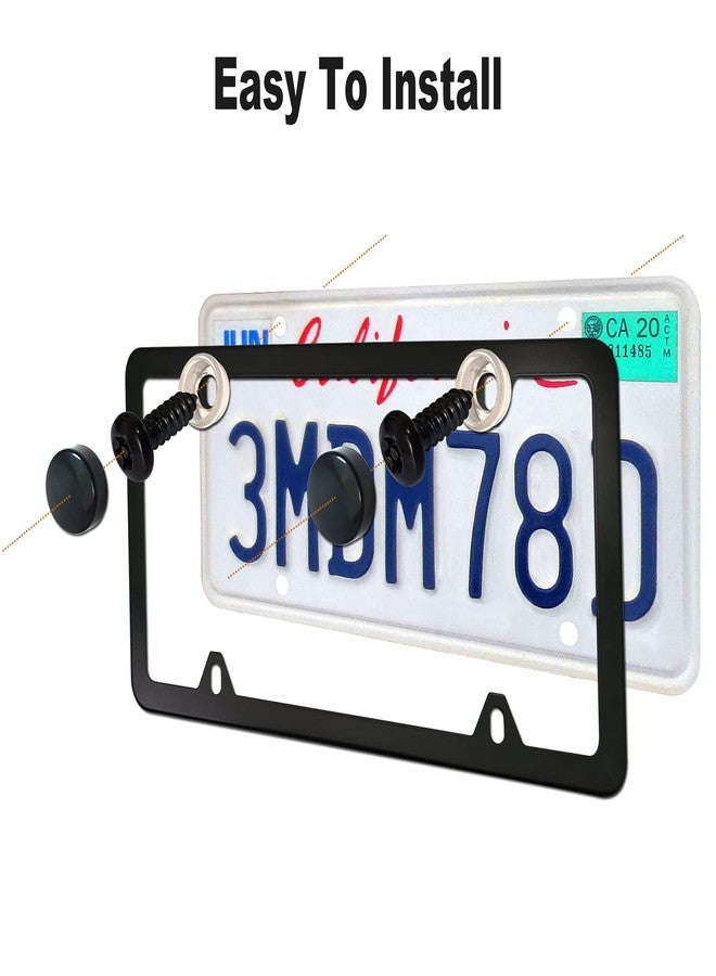AOOTF براغي لوحة ترخيص سوداء مضادة للسرقة من Aootf - براغي أمان من الفولاذ المقاوم للصدأ، مثبتات للوحة الترخيص الأمامية والخلفية للسيارة - M6 (1/4 بوصة)، مع أغطية غير لامعة وصواميل وحشوات ووسادة مانعة للاهتزاز. - Image 4