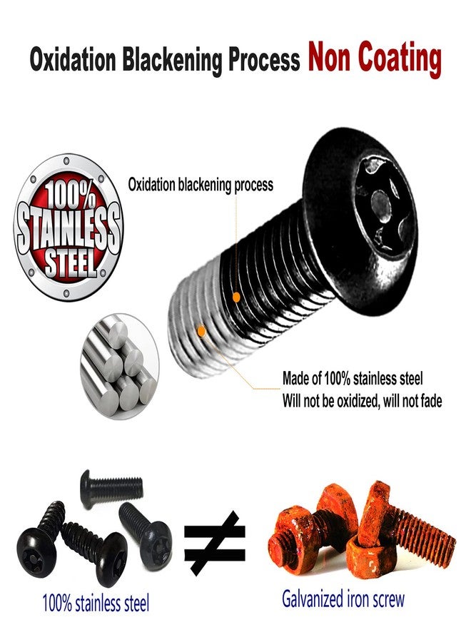 AOOTF براغي لوحة ترخيص سوداء مضادة للسرقة من Aootf - براغي أمان من الفولاذ المقاوم للصدأ، مثبتات للوحة الترخيص الأمامية والخلفية للسيارة - M6 (1/4 بوصة)، مع أغطية غير لامعة وصواميل وحشوات ووسادة مانعة للاهتزاز. - Image 2