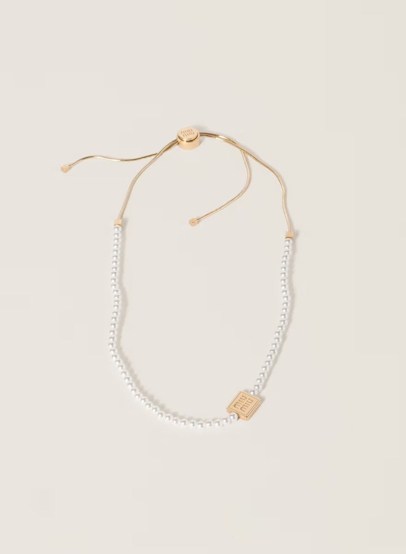 مياو مياو قلادة من اللؤلؤ والمعدن - Image 1