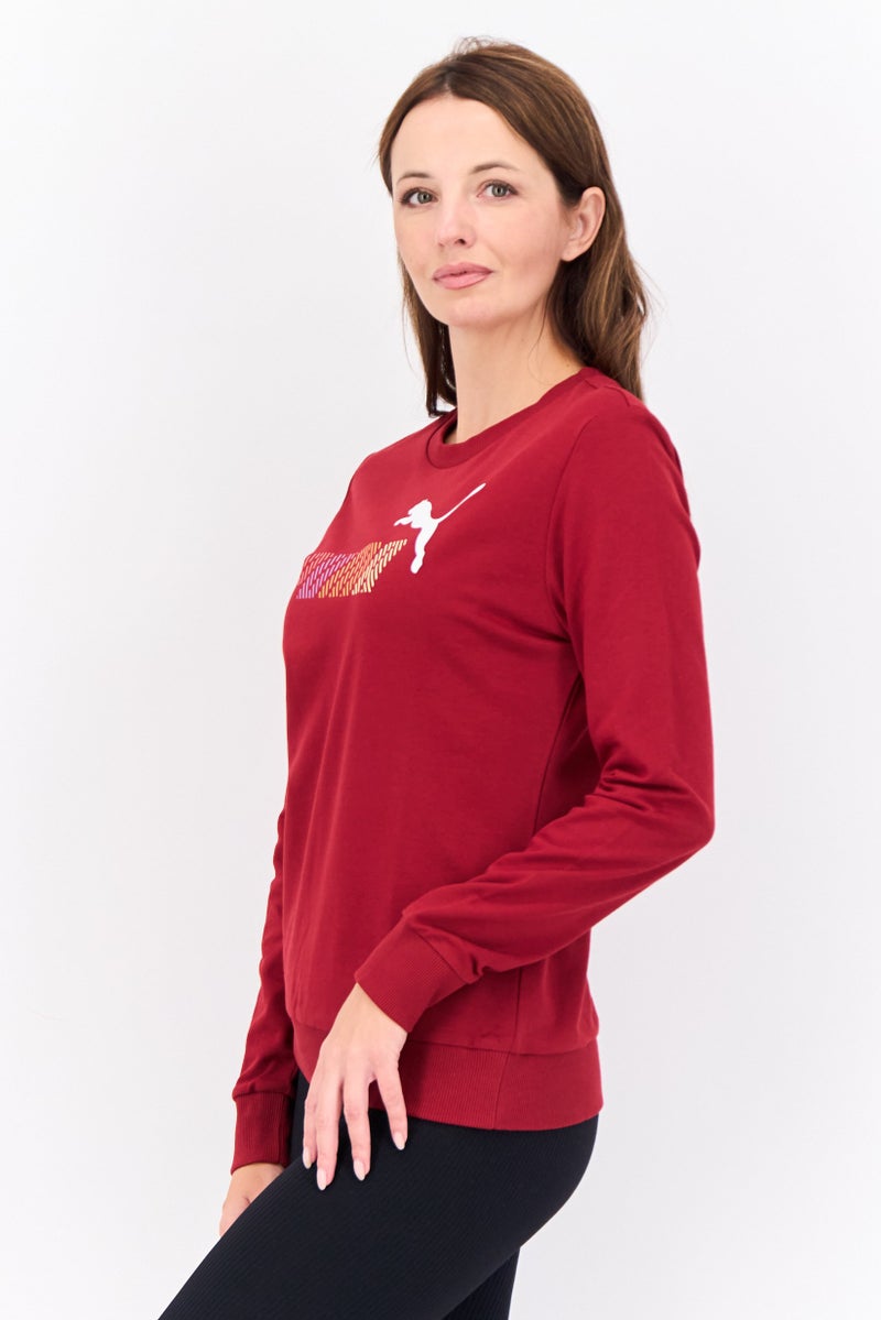 PUMA سويت شيرت خارجي للنساء بأكمام طويلة وقصة عادية، مارون - Image 4