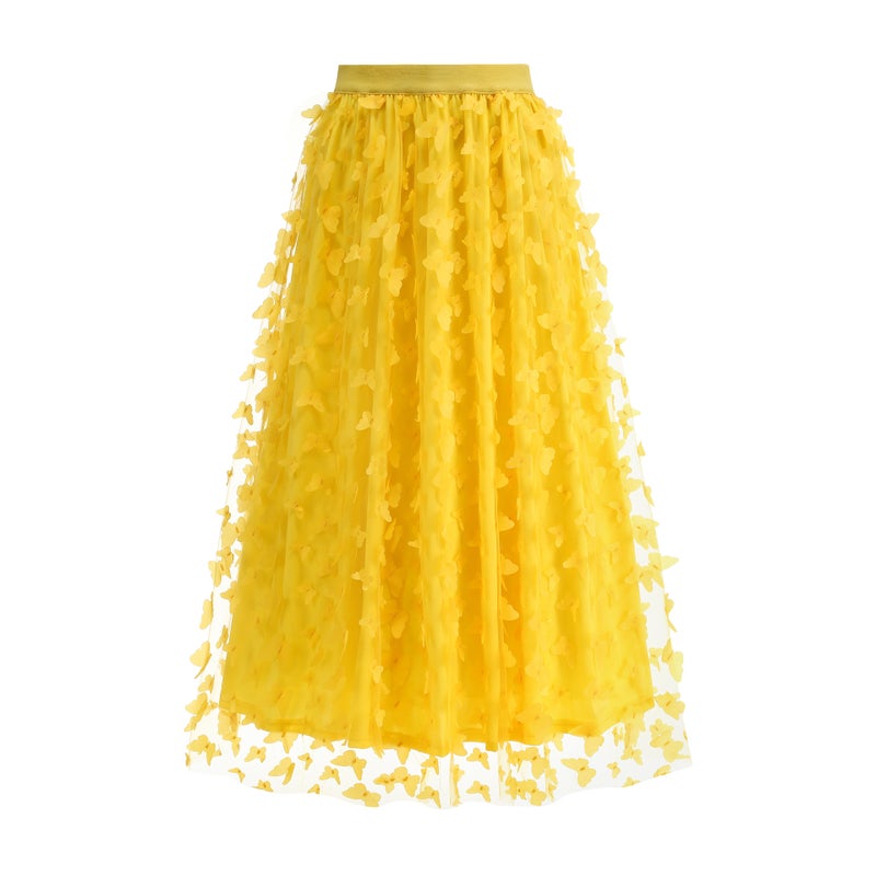 Women's Summer Skirt 3D Butterfly A-line Midi Skirt - Image 4