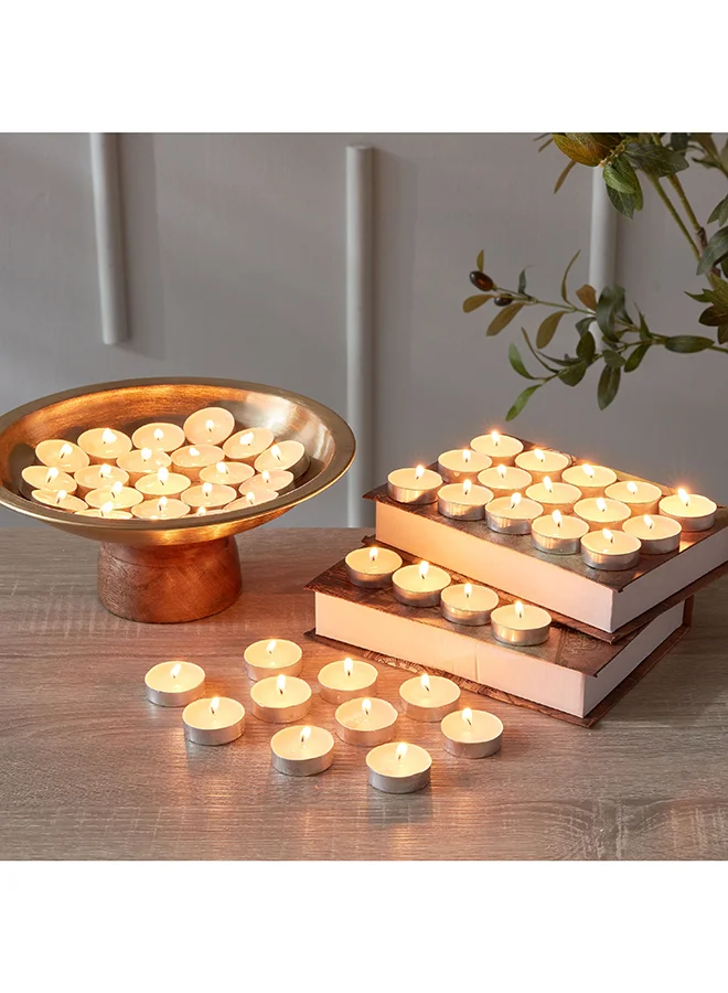Home Box Qara 50-Piece Vanilla Tealight Candle Set 19 x 2.5 x 19 cm