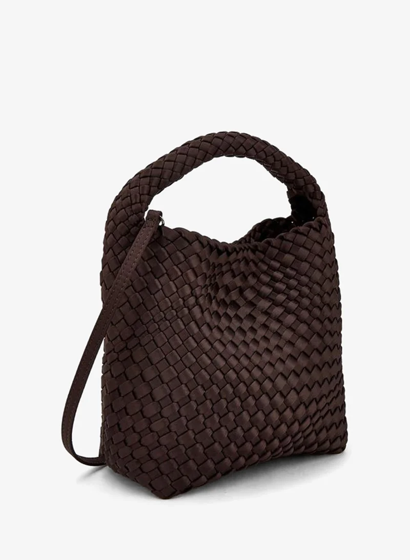 Celeste BROWN Textured Hobo Bag With Detachable Strap for Women | Best Price UAE