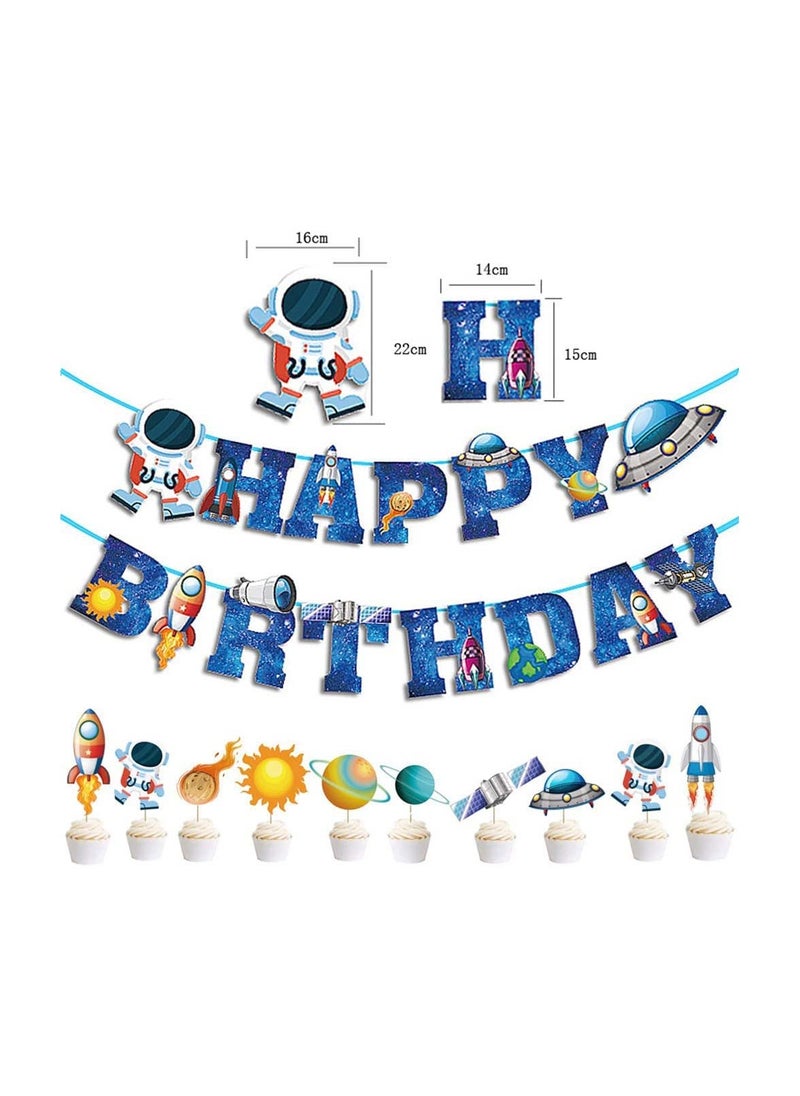 SYOSI - Outer Space Birthday Party Decoration Set Balloons Banner Supplies Astronaut Space Ship for Boys Men Kids Happy Birthday Balloons for Party Decor Suit for Baby Kids Boys Birthday Party Decorations - Image 1
