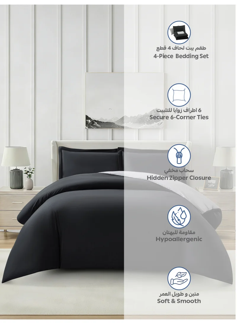 Donetella QUEEN (150x200 cm) Solid Duvet Cover Set, Fits 150 × 200 cm Bed, Queen Size 4-Piece Set, Brushed Microfiber Without Filler  | Best Price UAE