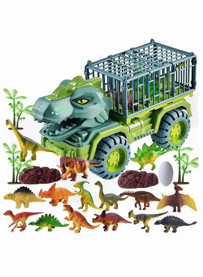 Soofam Dinosaur Truck Toys Transport Car Carrier Truck With Dinosaur Toys Car Playset Toys For Kids Boys Girls - Image 1