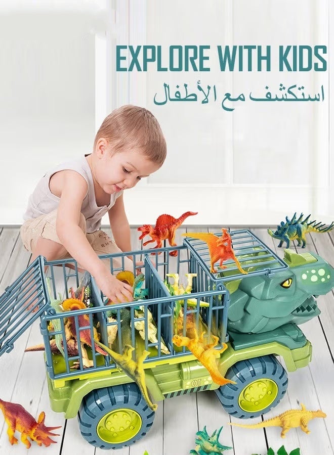 Soofam Dinosaur Truck Toys Transport Car Carrier Truck With Dinosaur Toys Car Playset Toys For Kids Boys Girls - Image 5