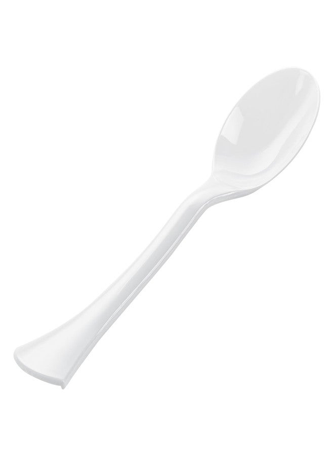 Restaurantware-Cater Tek 9.8 Inch Catering Spoons, 10 Disposable Serving Utensils - Comfortable Handle, Serve Hot And Cold Food, White Plastic Serving Spoons, For Parties, Buffets, Catering Events - Image 1