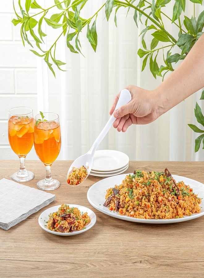 Restaurantware-Cater Tek 9.8 Inch Catering Spoons, 10 Disposable Serving Utensils - Comfortable Handle, Serve Hot And Cold Food, White Plastic Serving Spoons, For Parties, Buffets, Catering Events - Image 4