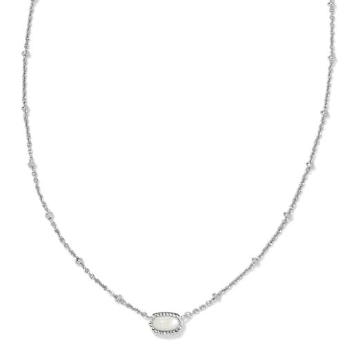 Kendra Scott Mini Elisa Rhodium-Plated Satellite Short Pendant Necklace in Ivory Mother Of Pearl, Fashion Jewelry for Women - Image 1