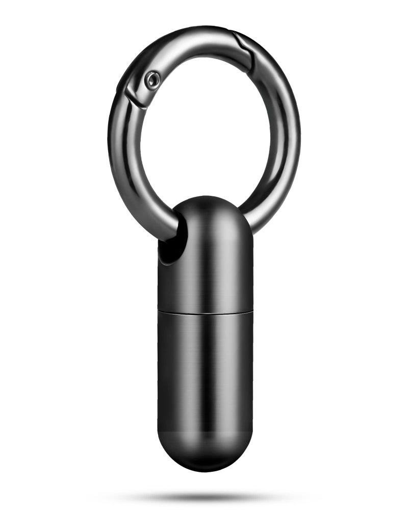 TISUR Tiny Keychain Pill Holder Titanium Pill Case Waterproof Pill Fob for Travel Purse PocketMini Pill Organizer Black