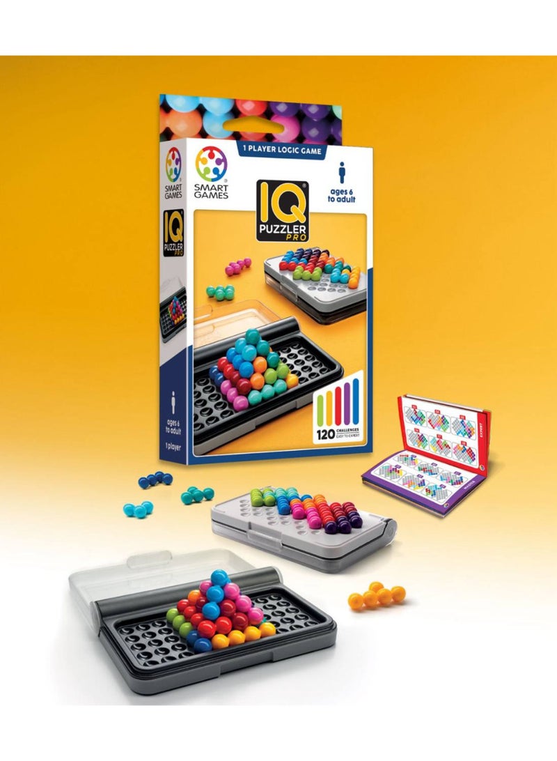 IQ Puzzle Pro, a travel-friendly brain teaser for kids and adults, is a cognitive skill-building puzzle game for ages 6 and up, featuring 120 challenges in a travel-friendly size. - Image 1