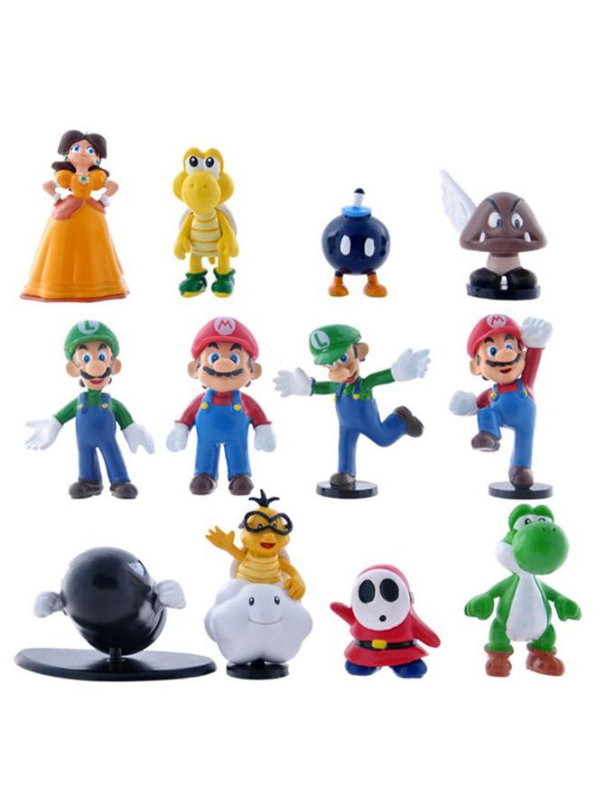 يونيك مجموعة مجسمات لشخصيات سوبر ماريو مكونة من 12 قطعة
