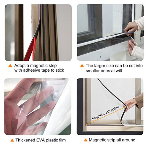 JOOFAN DIY Magnetic Window Insulation kit Transparent Film with White Frame Max 61"X59" Fits Any Size Smaller Coverings to Keep Cold Out Storm Warm in Winter - Image 3
