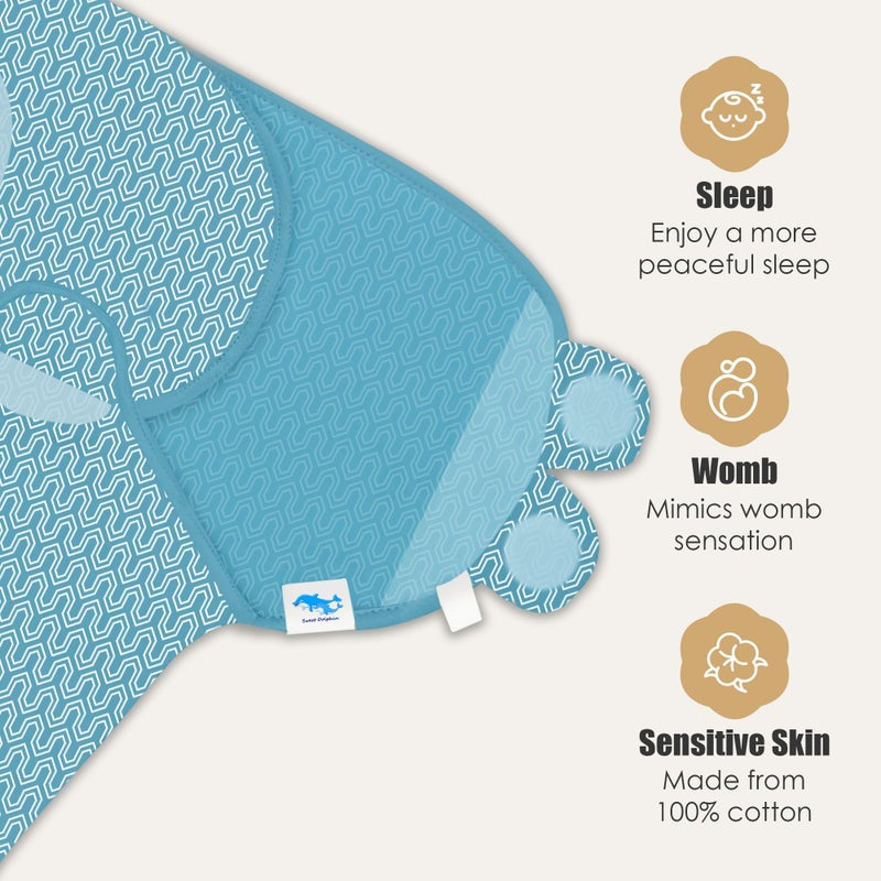 SWEET DOLPHIN 3-Pack Baby Swaddle Sleep Sacks - Newborn Swaddle Blanket with Soft Cotton - Ergonomic Wrap for Boys and Girls, 0-3 Months, Peacock Blue - Image 5