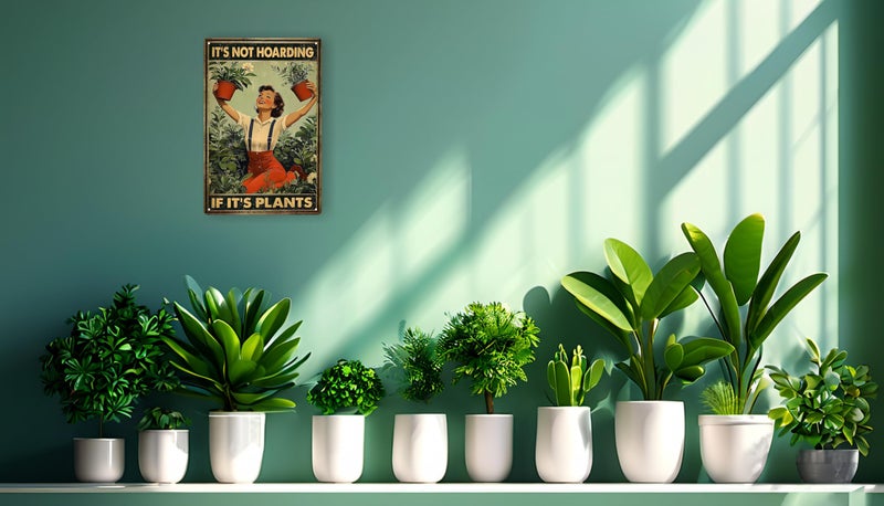 CSWLJS Gardening Gifts Vintage Gardening Retro Metal Tin Sign It's Not Hoarding If It's Plants Sign for Home Garden Greenhouse Living Room Bedroom Outdoor Decor 8X12 In - Image 5