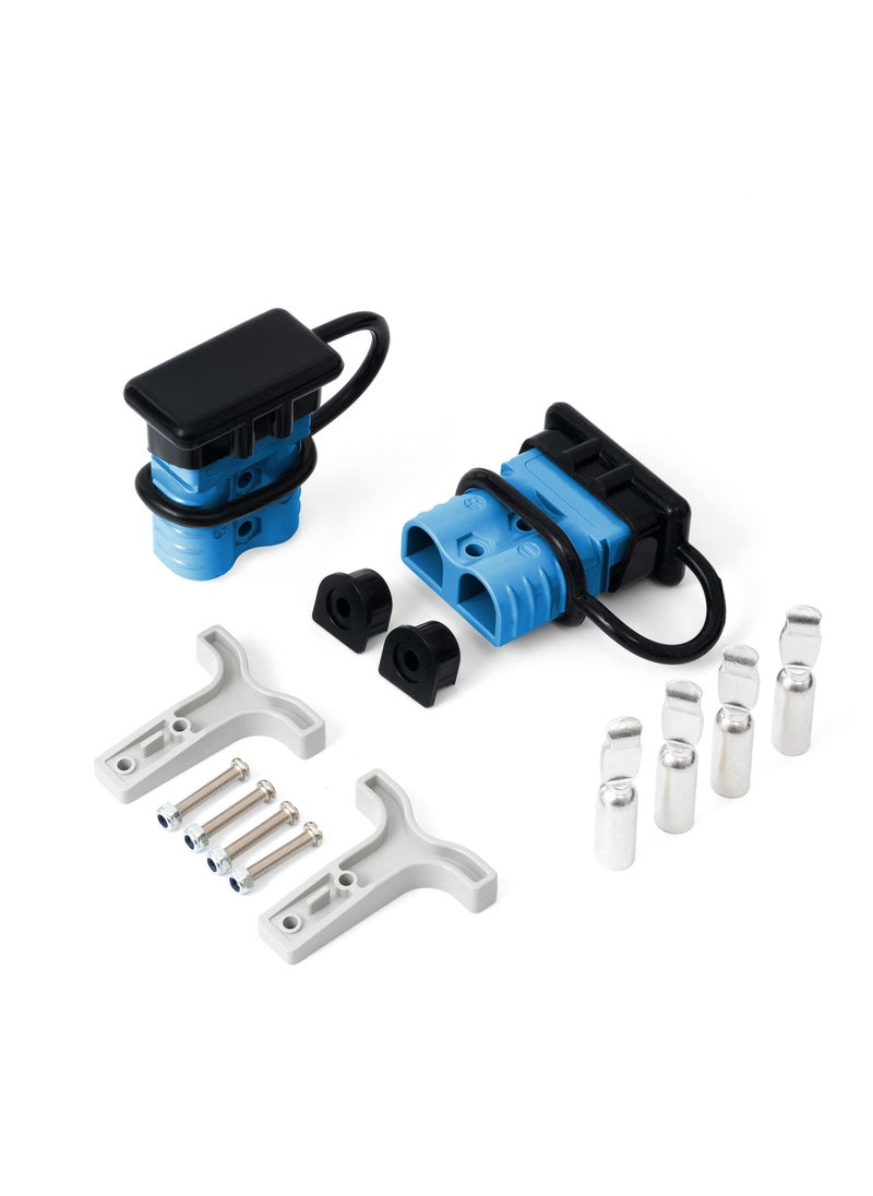 Excefore Wire Connector 2 Pack, 120A 4-6 Gauge Battery Quick Connect Disconnect Wire Harness Plug, 12V to 36V Battery Quick Connect Disconnect Set for Car Bike ATV Winches Lifts Motors More (Blue)  - Image 1