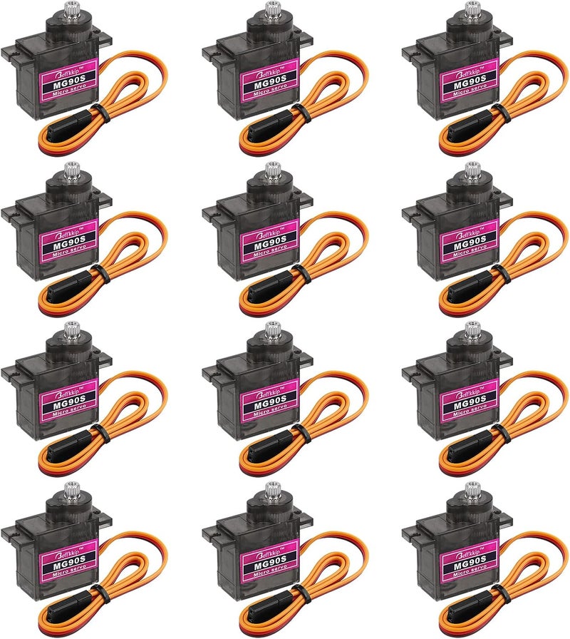 Beffkkip 12PCS MG90S 9g Micro Servo Motor Metal Gear for RC Robot Car Plane Helicopter Mini Servos for Arduino Project - Image 1