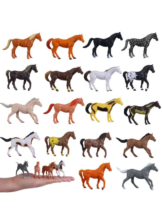 JOKFEICE Horse Toy, 18 Pieces Realistic Plastic Pony Family Set for Cake Topper, Science Project, Educational Toy Learning, Birthday Party Decoration Children - Image 1