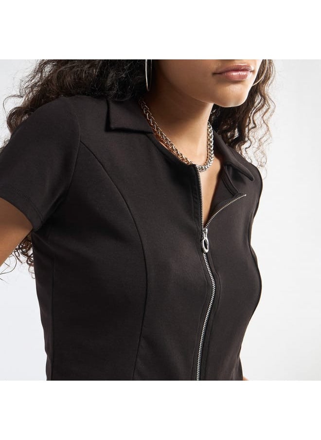 FAV Panelled Top with Collar and Zip Closure  - Image 4