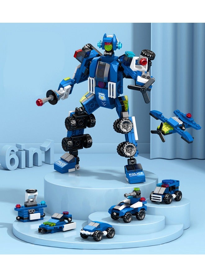 135 police series building blocks, 6-in-1, capable of synthesizing robot shapes, widely compatible, children's puzzle toys, construction learning building blocks  - Image 3
