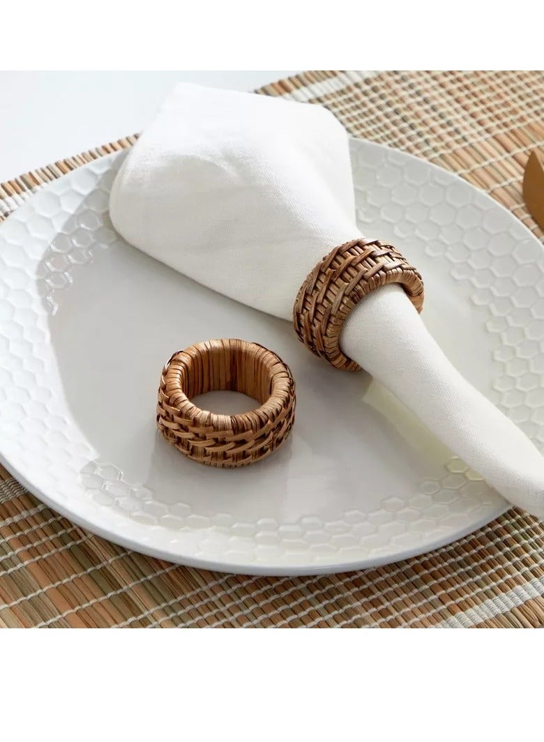 Home Box Vejile 2 Piece Rattan Napkin Ring Set 5 cm  - Image 2