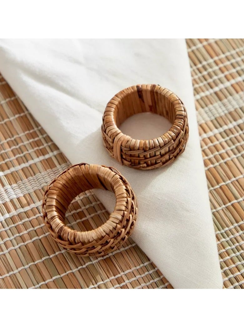 Home Box Vejile 2 Piece Rattan Napkin Ring Set 5 cm  - Image 3
