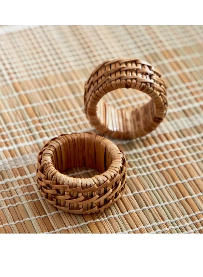 Home Box Vejile 2 Piece Rattan Napkin Ring Set 5 cm  - Image 4