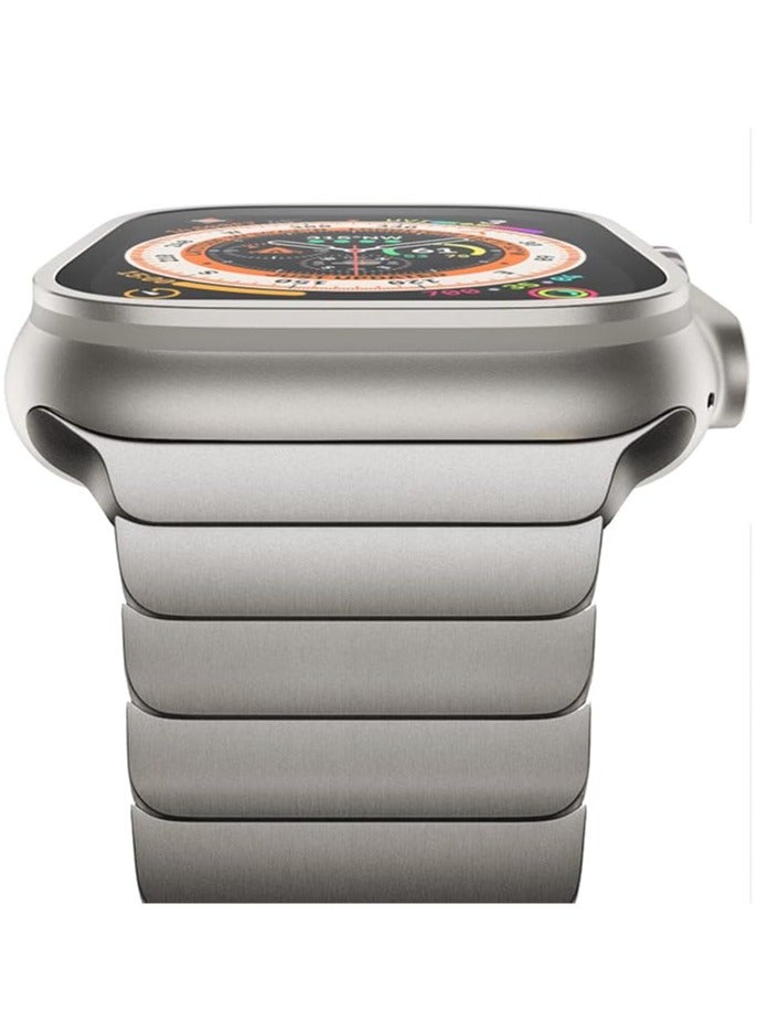 Compatible with Apple Watch Ultra 2 Band 49mm 45mm 44mm 42mm 41mm 40mm 38mm,Men and Women Stainless Steel Metal Band for iWatch Series SE/8/7/6/5/4/3/2/1  - Image 1
