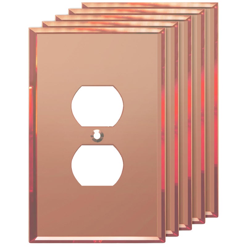 LIDER Duplex Receptacle Wall Plate Mirrored Outlet Cover for Duplex Outlet Reflective Finish Outlet Cover Modern Upgrade Oversized 1Gang 525 x 344 Acrylic Mirror Glass Rose Gold 5Pack - Image 2