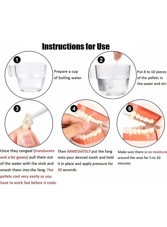 3 Pairs of Vampire Teeth, Vampire Fangs, 3 Sizes Costume Teeth with 1 Tube of Adhesive Tooth Pellets for Costume Party Support, Halloween Cosplay - Image 5