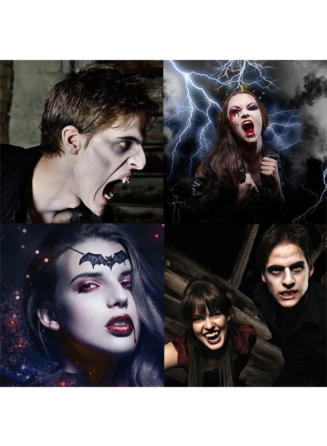 3 Pairs of Vampire Teeth, Vampire Fangs, 3 Sizes Costume Teeth with 1 Tube of Adhesive Tooth Pellets for Costume Party Support, Halloween Cosplay - Image 3