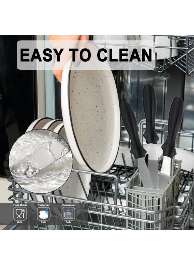 هابي هوم 3 قطع من سكاكين تزيين الكيك، ملعقة تزيين كريمة من الفولاذ المقاوم للصدأ، مجموعة تتضمن سكين كيك وملعقة لتوزيع الكريمة والتزيين، أداة خبز وتزيين الكيك والمعجنات للمطبخ. - Image 4