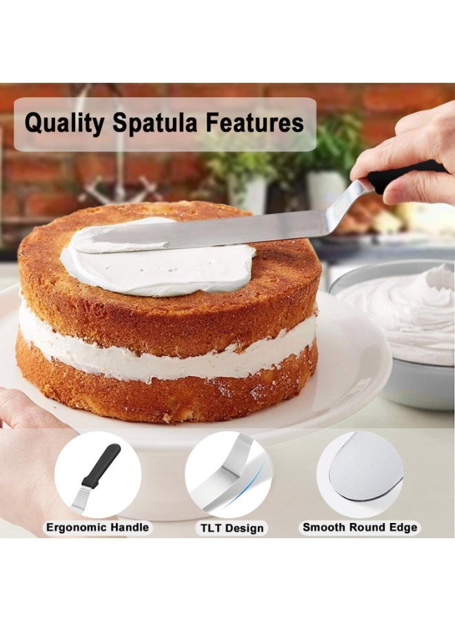 هابي هوم 3 قطع من سكاكين تزيين الكيك، ملعقة تزيين كريمة من الفولاذ المقاوم للصدأ، مجموعة تتضمن سكين كيك وملعقة لتوزيع الكريمة والتزيين، أداة خبز وتزيين الكيك والمعجنات للمطبخ. - Image 2