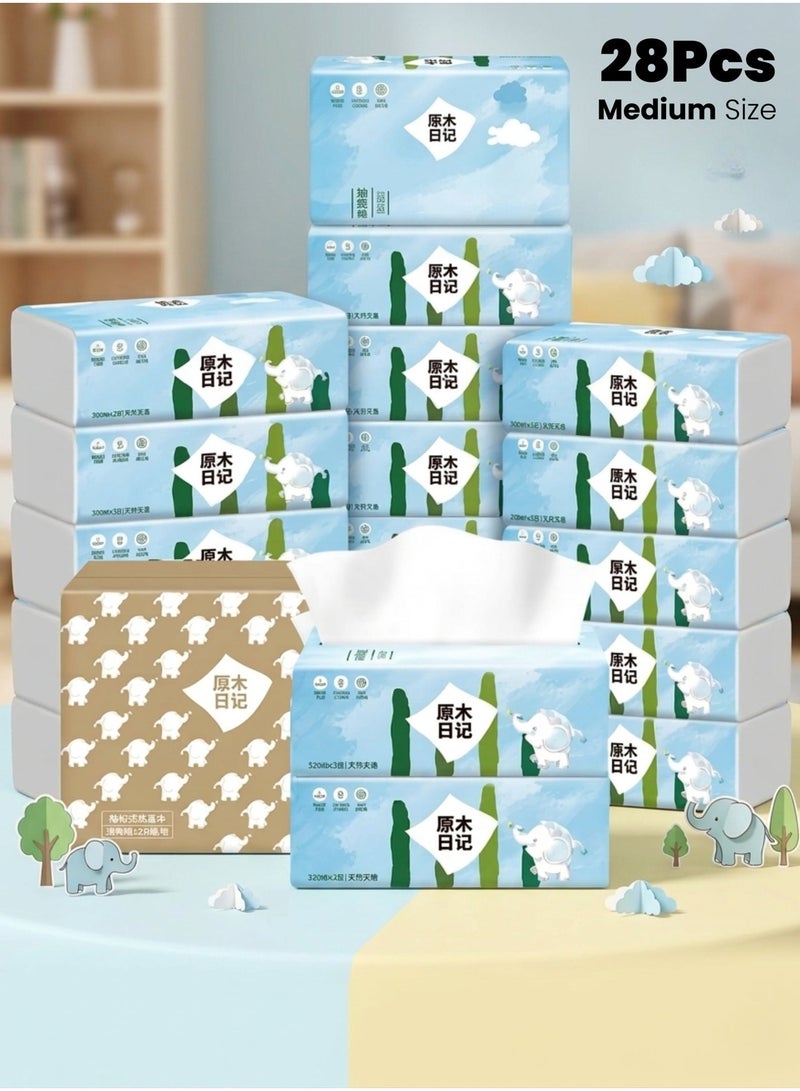 مودي عبوة مناديل وجه ناعمة فاخرة – 28 عبوة ناعمة، مناديل بيضاء ثلاثية الطبقات (136 ورقة/عبوة) - Image 1