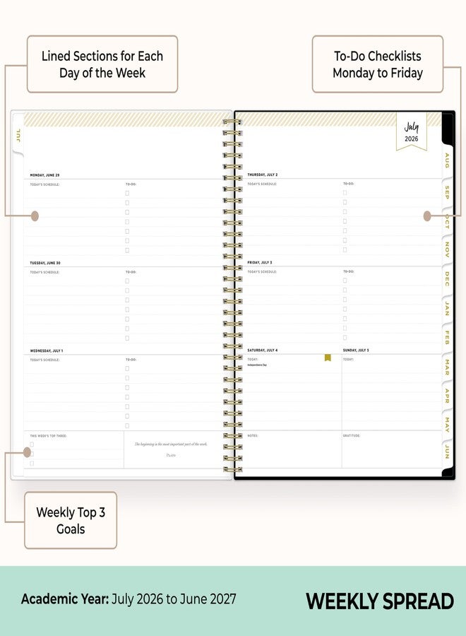 Blue Sky Day Designer 2026-2027 Weekly and Monthly Academic Year Planner Calendar, July 2026 - June 2027, 8.5" x 11", Flexible Cover, Laminated Tabs, Storage Pocket, Includes Stickers, Rose Garden - Image 3