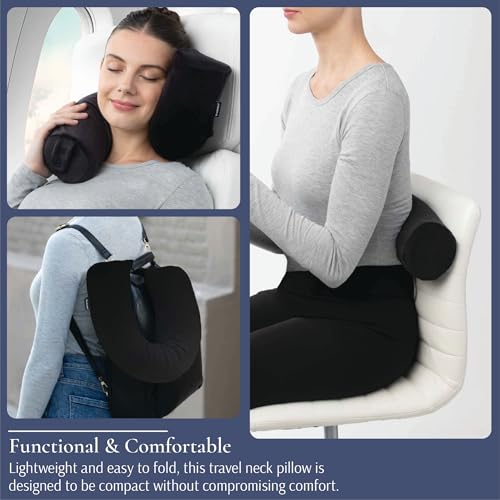 Brookstone Free Form Travel Pillow - Lightweight Flexible Memory Foam Travel Neck Pillow for Sleeping, Car, Airplane & Travel Support, Size: One Size, Black - Image 4