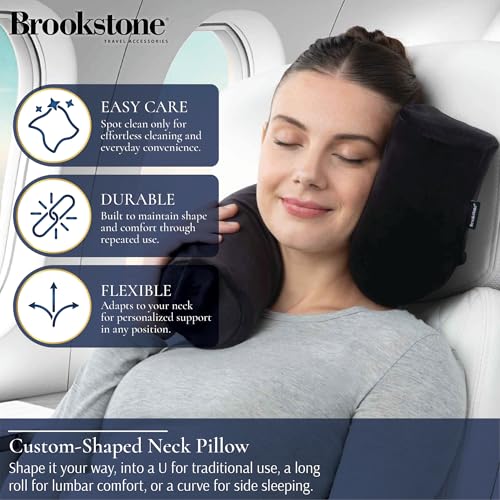 Brookstone Free Form Travel Pillow - Lightweight Flexible Memory Foam Travel Neck Pillow for Sleeping, Car, Airplane & Travel Support, Size: One Size, Black - Image 3
