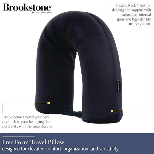 Brookstone Free Form Travel Pillow - Lightweight Flexible Memory Foam Travel Neck Pillow for Sleeping, Car, Airplane & Travel Support, Size: One Size, Black - Image 2