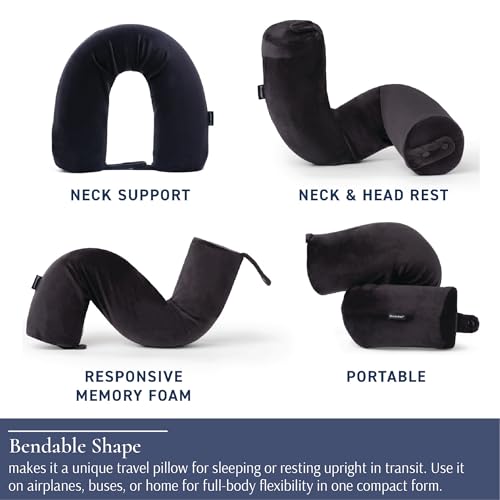 Brookstone Free Form Travel Pillow - Lightweight Flexible Memory Foam Travel Neck Pillow for Sleeping, Car, Airplane & Travel Support, Size: One Size, Black - Image 5