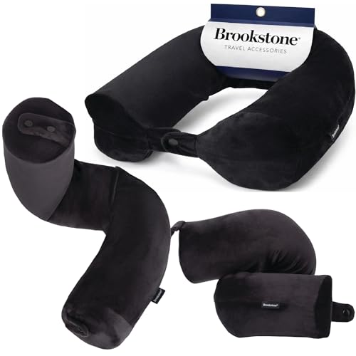 Brookstone Free Form Travel Pillow - Lightweight Flexible Memory Foam Travel Neck Pillow for Sleeping, Car, Airplane & Travel Support, Size: One Size, Black - Image 1