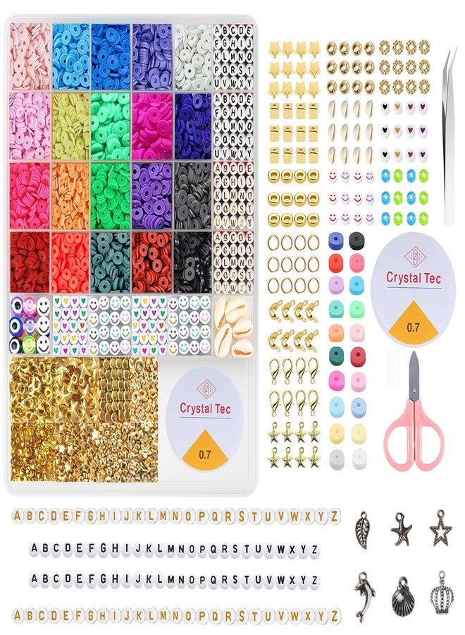 CURVE CREATION Jewelry Making Kit For Girls Bracelet Making Kit With Charms Bracelet Making Set For Girls With Unicorn Pendants, Crystal Star Flower Set Macaron Color Bracelet Making Clay Beads Kit (Multicolor Large) - Image 1