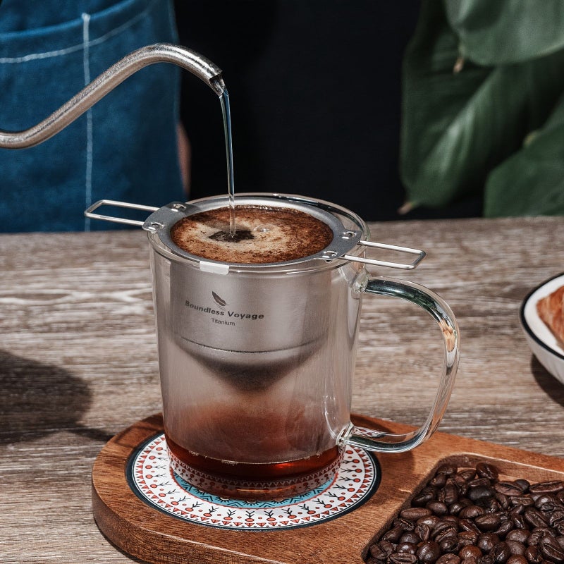 Boundless Voyage Titanium Color Reusable Pour Over Coffee Filter Folding Ultralight Portable - Image 2