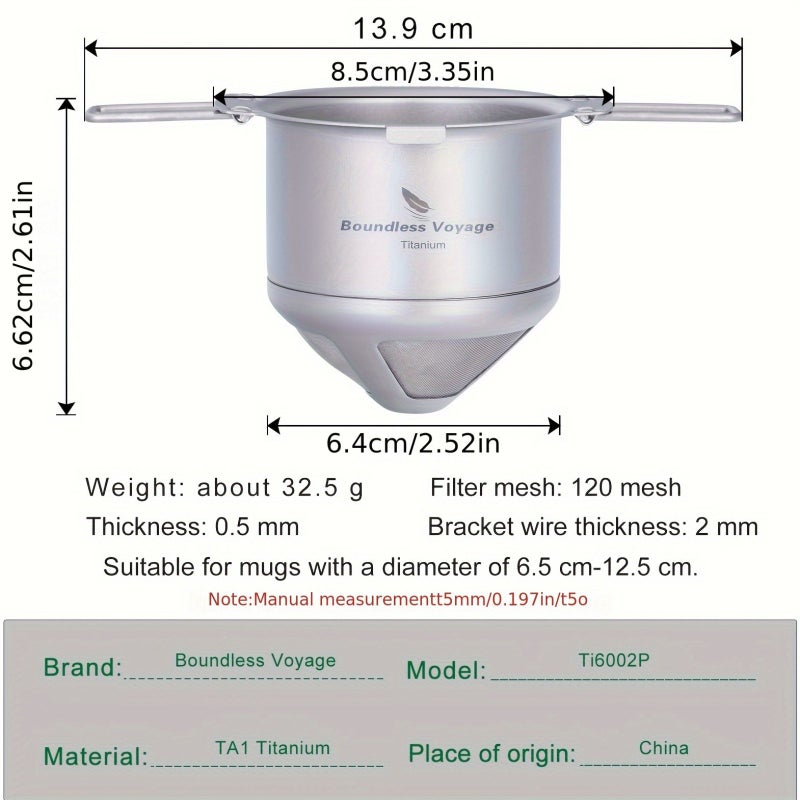 Boundless Voyage Titanium Color Reusable Pour Over Coffee Filter Folding Ultralight Portable - Image 5