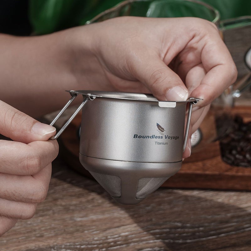 Boundless Voyage Titanium Color Reusable Pour Over Coffee Filter Folding Ultralight Portable - Image 3