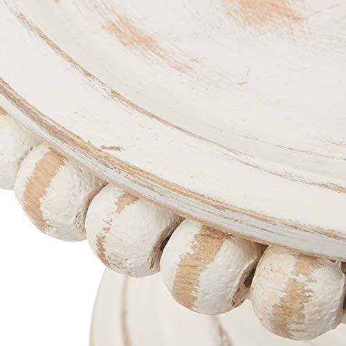 Mud Pie 47100002 Farmhouse Washed Beaded Wood Pedestal Paper Towel Holder, 16" x 6" Dia, White, Grey - Image 5